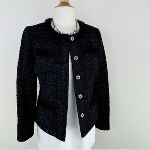 ALFANI Black Cropped Bucle Jacket Coat Size 4